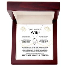 To My Beauty Wife, Women Necklace With Message Card, Anniversary Gift for Wife