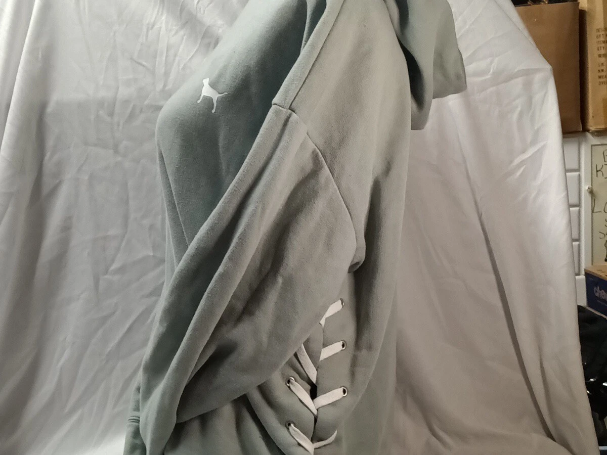 UNDERCOVER Felpa con cappuccio maglione Victorias Secret rosa pizzo laterale verde taglia XS