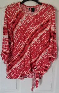 Sz XL Long Sleeve Top Blouse Orange Red 