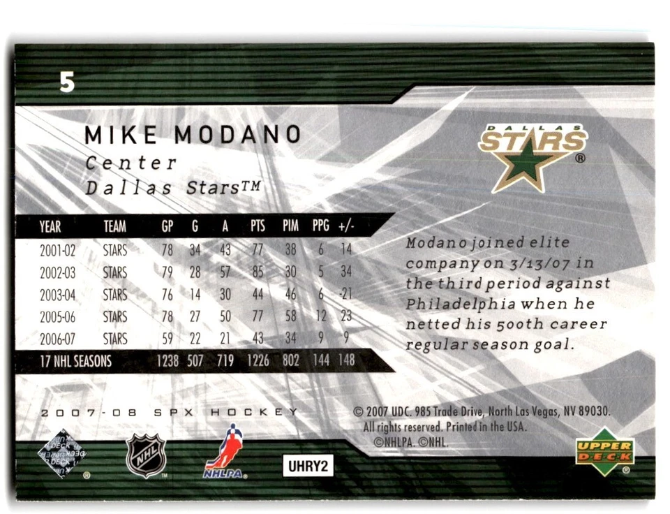 2007-08 SPx Mike Modano #5 Dallas Stars - Image 2 of 2