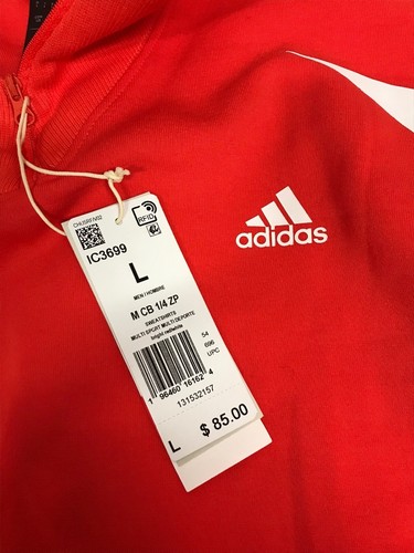 Adidas Mens Size Large Red Quarter Zip Sweatshirt Pullover Basketball Shirt New - Picture 8 of 10