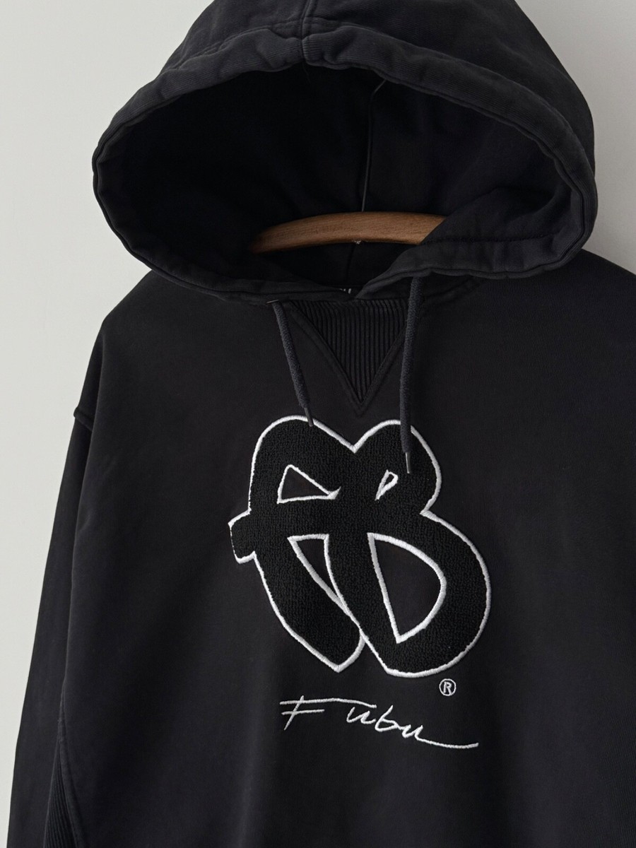 Men's Vintage Y2K Style FUBU Logo Hip-Hop Black Hoodie Size