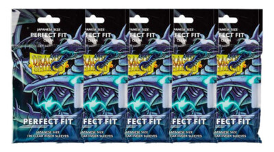 BUNDLE 5x100 Dragon Shield Japanese Size Perfect Fit Inner Sleeves Clear 59x86mm