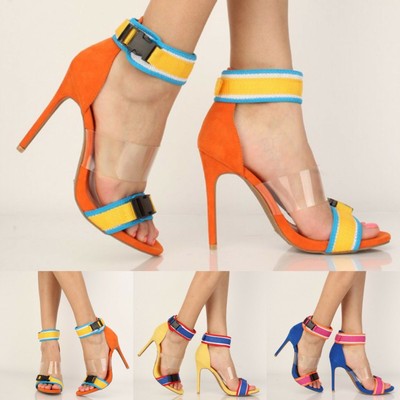 colorful clear heels