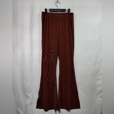 NWT Nasty Gal Side Slit Flare Pants Women 16 Brown Boho Retro 90s Y2K Streetwear