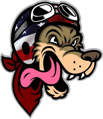 #815 (1) 4'' Wolf Flag Cafe Racer Decal Sticker LAMINATED Yard Dog