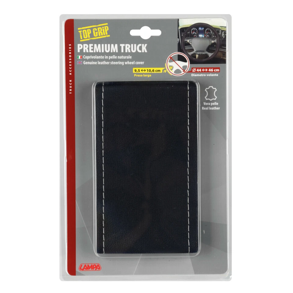 Coprivolante camion Premium Truck in pelle nera/argento da cucire 44/46cm - Immagine 3 di 3