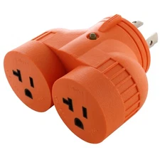 30A 125/250V NEMA L14-30 Male to 2 NEMA 5-20R V-DUO Outlet Splitter by AC WORKS®