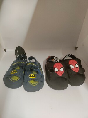 Spiderman And Batman Foam Sandals NWTS Size Small 5/6