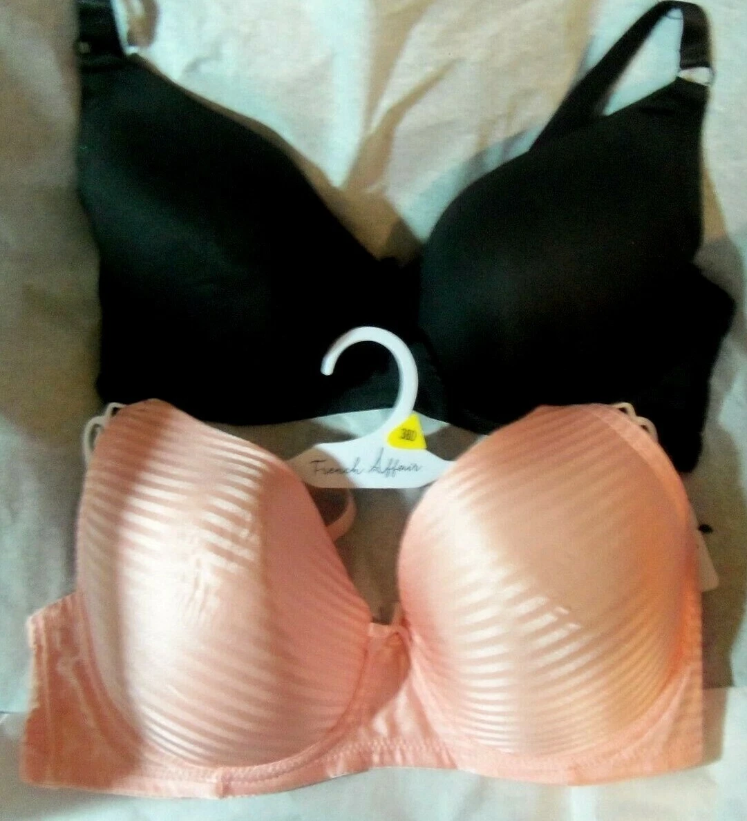 2 pack 'French Affair' Push Up / Underwire Bras ~ size 38 D ~ Pink & Black  ~ NEW