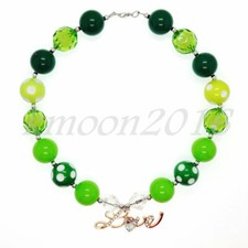Fashion Women Love Crystal Pendant Chunky Beads Kids Gumball Bubblegum Necklace