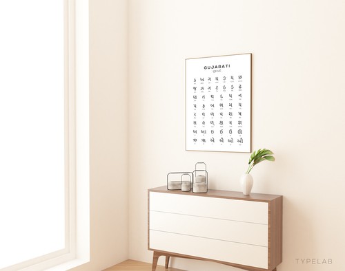 Gujarati Alphabet Print, India Wall Art Language Learning Poster - Picture 3 of 6