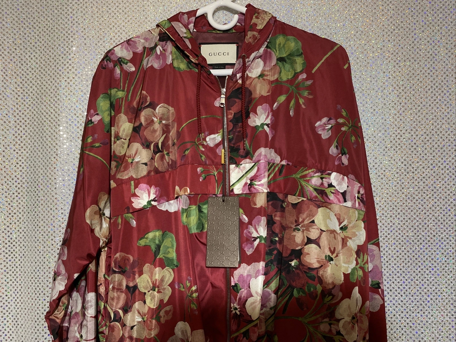 Felpa con cappuccio Gucci Camicia Geraniums Floreale Rava Sienna Giacca con Cerniera Taglia 58 Taglia $1800