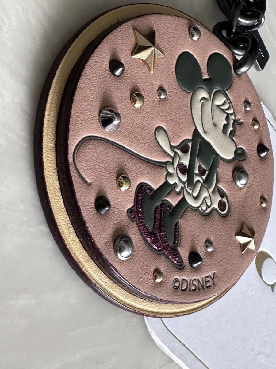 NWT DISNEY X COACH MINNIE MOUSE LARGE ROUND RIVET/STUD BAG CHARM