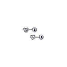 925 Sterling Silver TINY Heart CZ Stud Helix Tragus Piercing Earrings A4186