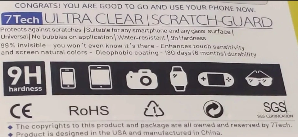 Liquid Cellphone Screen Protector Scratch Resistant 9H Hardness 7TECH No Bubbles - Image 3 of 4