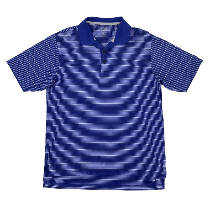 Adidas Golf Polo Shirt Mens Size M Blueprint Striped Athletic Climalite Athletic