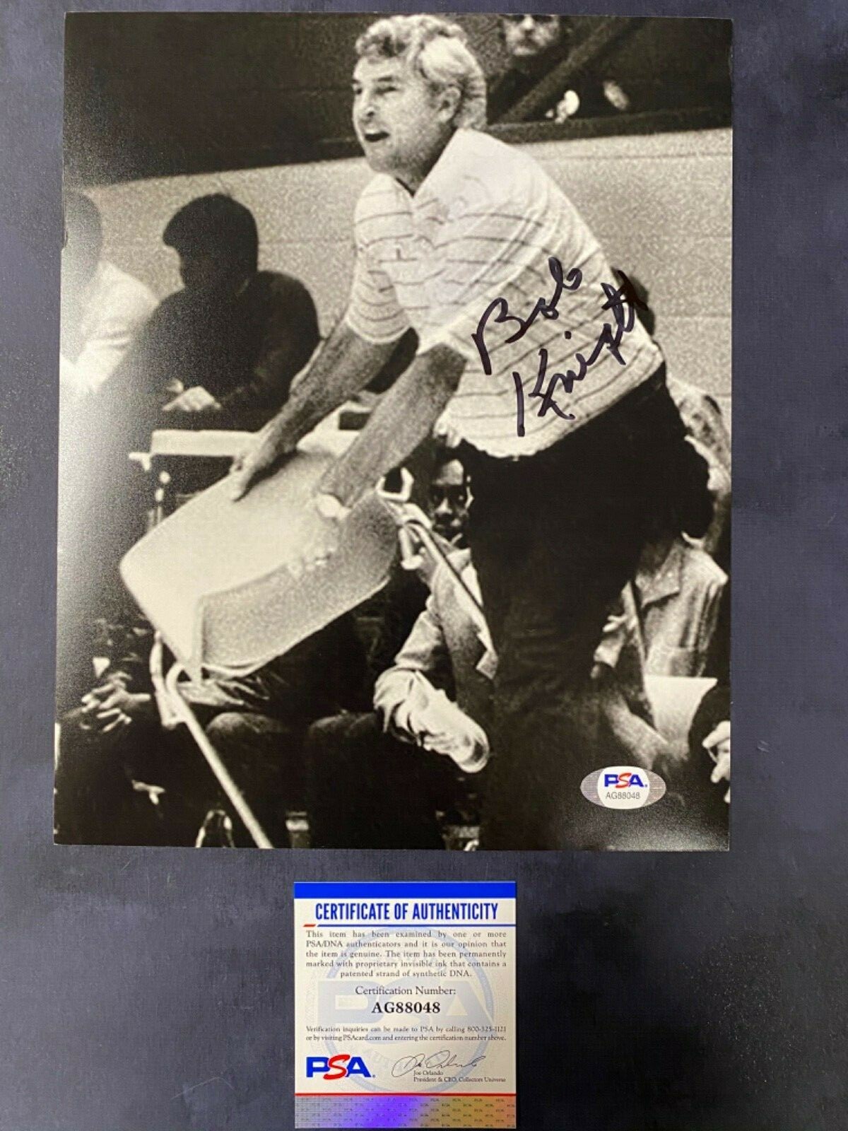 Bobby Knight Throwing Chair Indiana Autographed 8x10 B&W Photo PSA Certified eBay