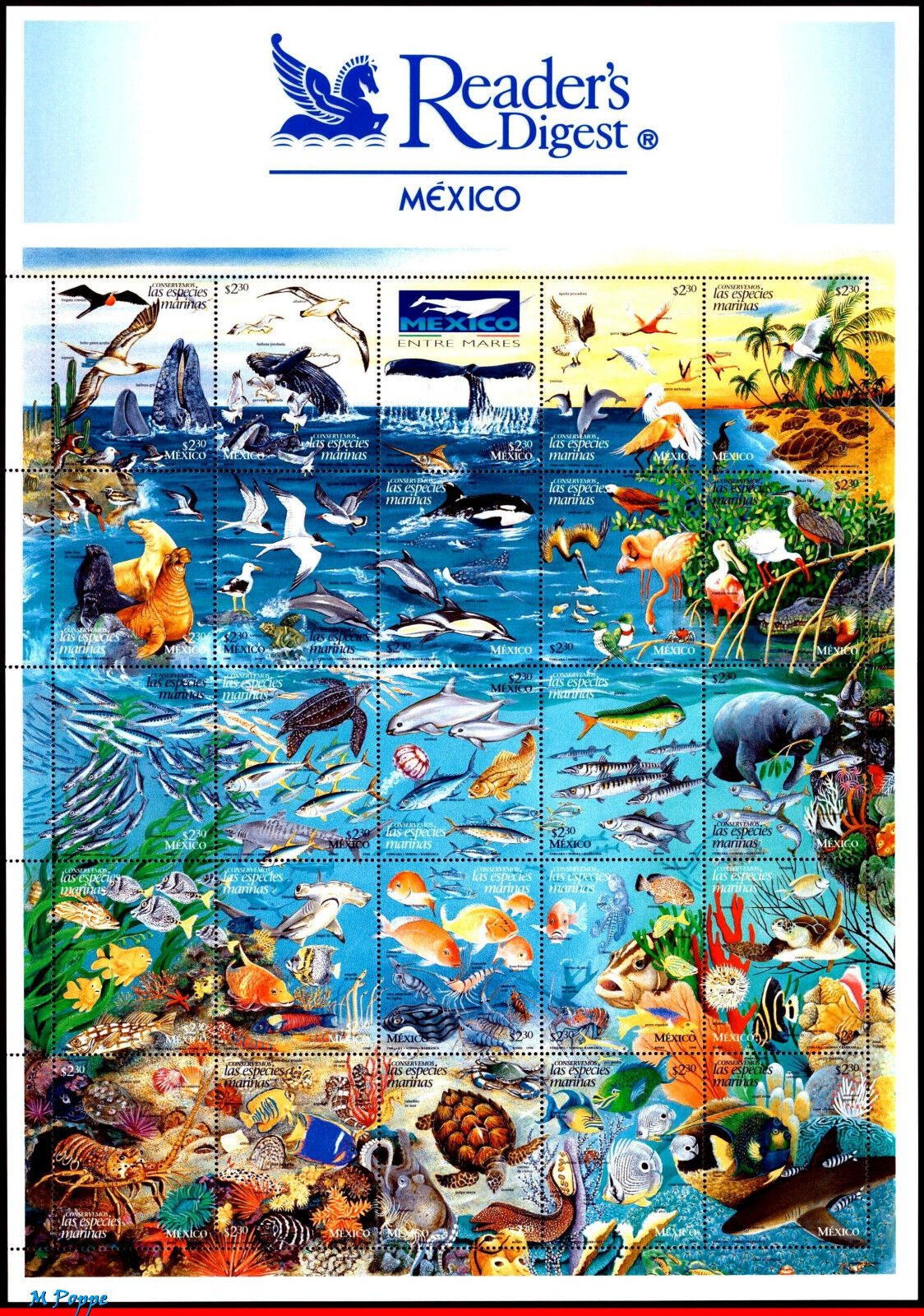 2090 MEXICO 1998 MARINE LIFE, BIRDS, WHALE, TURTLES, FISH, DOLPHIN, MI 2713, MNH