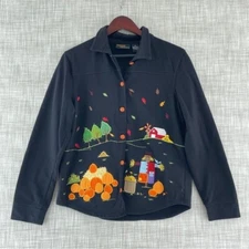 Onque Casuals Adult Medium Fall Embroidered Button Down Shirt Womens 9219