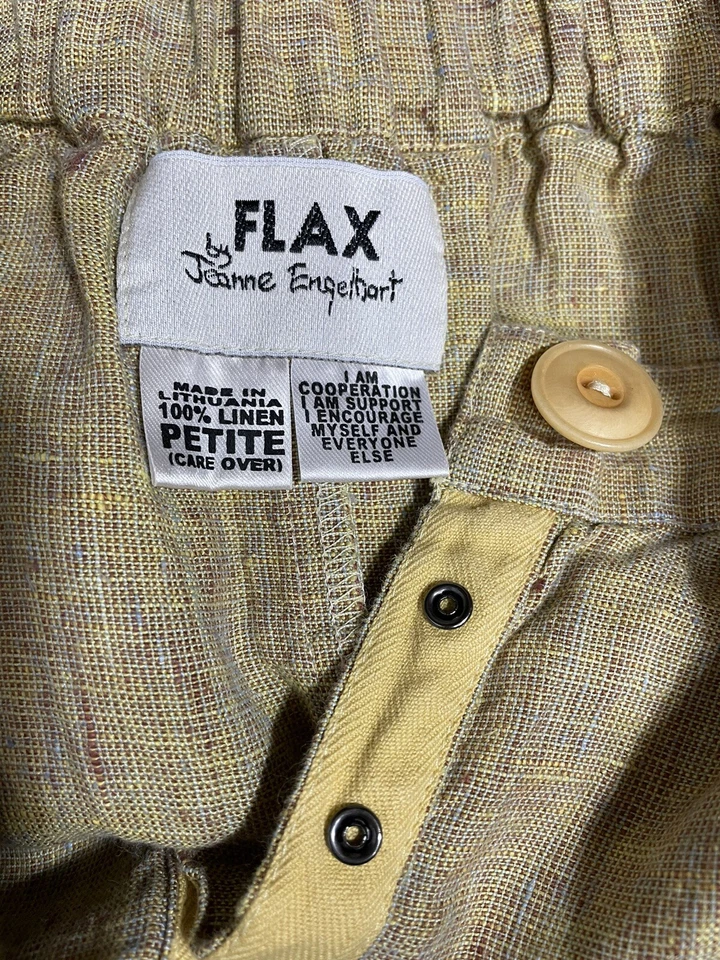 Vintage FLAX by Jeanne Engelhart Long Linen Skirt Size Petite Snap Front Toffee - Image 2 of 4