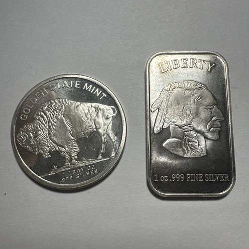 X2 Troy Ounces .999 Silver Indian Buffalo Round Bullion