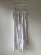 Mes Demoiselles Paris White Cotton Eyelet Button Midi Dress US 4