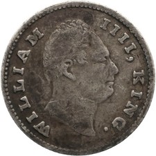 1835 ¼ Rupee British India Coin William IV Silver (MO4344-)