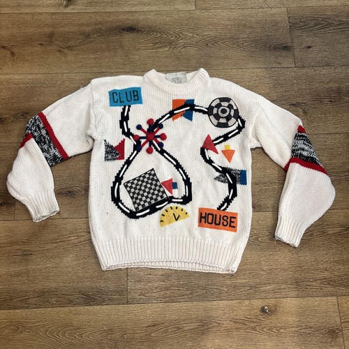 1980s Knitted Sweater Cherry Stick Ltd Size M