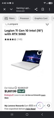 Lenovo Legion 7i Gen 10 16in Intel Gaming Laptop RTX 5060 White