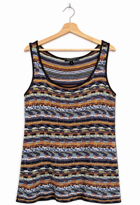 Peruvian Connection handgestrickt Pima-Baumwolle Streifen Trägershirt Tanktop - Größe Medium