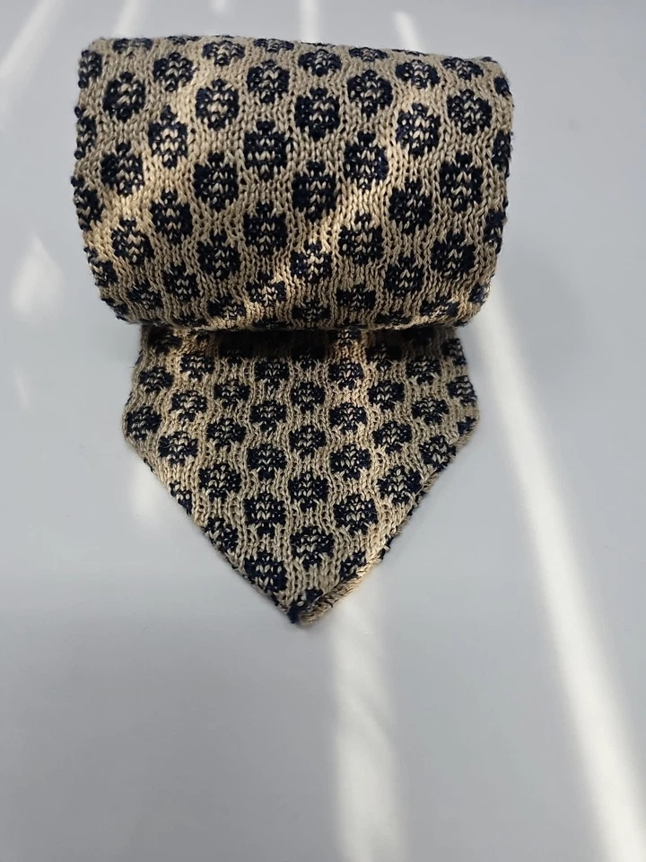 Gravata masculina vintage ESTRUTURA 75% linho algodão feita nos EUA - Imagem 2 de 4