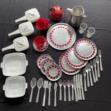 Vintage Children s Play Tea Set Dishes Silverware Cookware