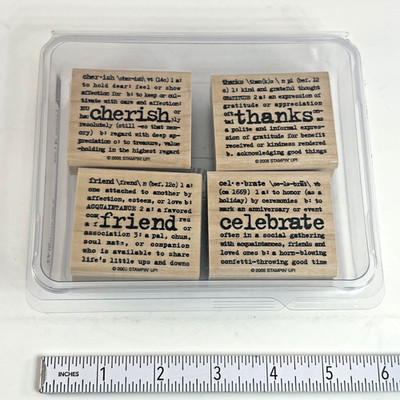 Stampin Up Word Definition Rubber Stamp Set Friend Cherish Thanks Celebrate
