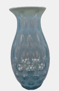 Vintage Fenton Blue Opalescent Coin Dot Candle Topper