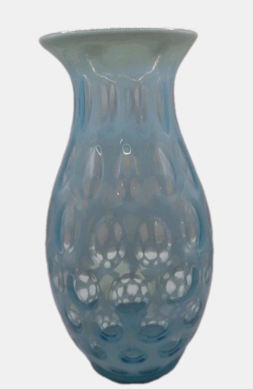 Vintage Fenton Blue Opalescent Coin Dot Candle Topper