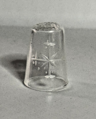 Vintage Clear Plastic Thimble Etched Starburst Sunburst Design Collector USED