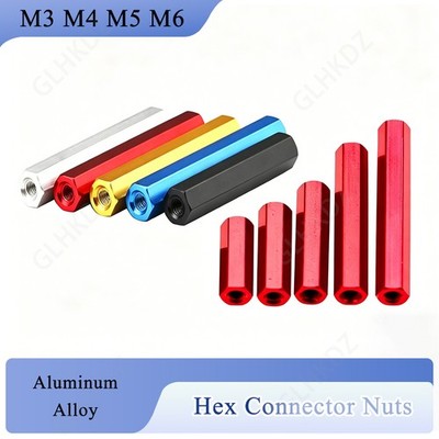 Verbindungsmuttern M3 M4 M5 M6 Aluminium Gewindemuffe Sechskant Langmutter