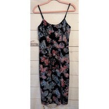 Dress the Population Sequin Floral Midi Dress Black Blue Pink Small Cocktail