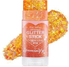 Orange Hair Glitter Stick,Fall Body Face Glitter Stick,Waterproof Orange Spirit
