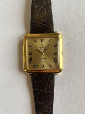 Vintage Universal Geneve Gilt Shadow Automatic Microrotor ''Tank'' Great Condition