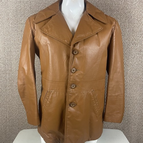 Vtg Schott Bros. Leather Jacket 42 Car Coat Brown Button Removable Fur Lining