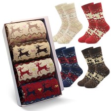 Jinny's Shoppe Women  s Cute Crew Socks Gift Set   3/5 One Size, Reindeer