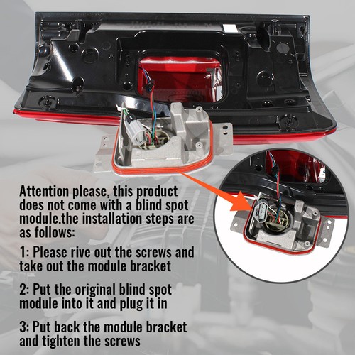 Left Tail Light Assembly For 2017-2019 Ford F250 F350, LED, Driver Side, With Blind Spot, Thor-more-lighting