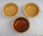 VTG 1960'S HULL POTTERY BUTTERSCOTCH & BROWN DRIP 6.5" BOWLS LOT OF 3 OVEN PROOF