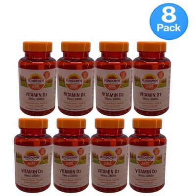 Sundown Vitamin D3 2000 IU 350 Softgels 8 Pack Exp 07/26 New