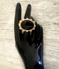 KJL Kenneth Jay Lane STATEMENT EAST WEST Black Onyx Ring SZ 9