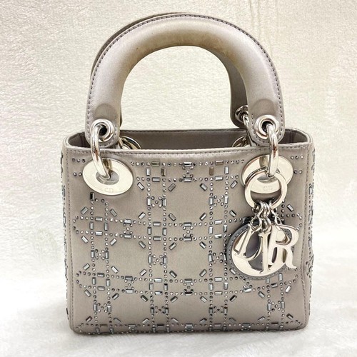 Christian Dior Lady Dior Mini Satin Cannage Crystal Handbag