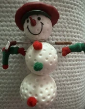 OVER PAR SNOWMAN Vintage HALLMARK Christmas Tree Ornament Golf Moveable!