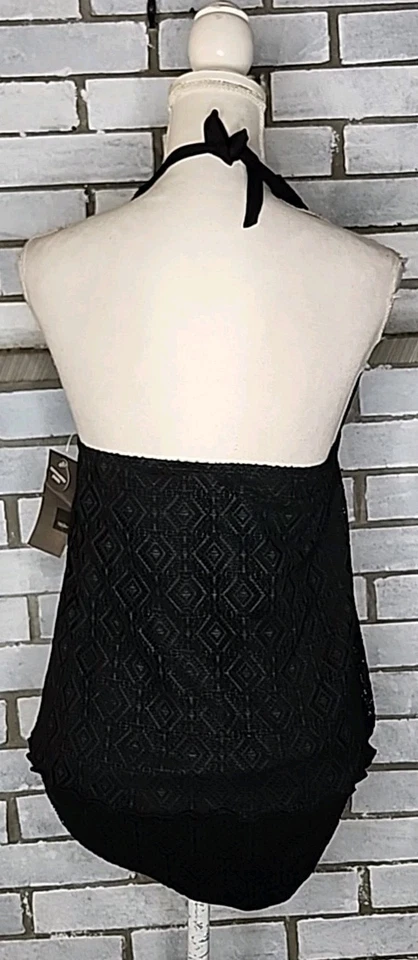 NWT Mossimo Women's Two Piece Halter Tankini Swimsuit Size XL Black - Image 4 of 4